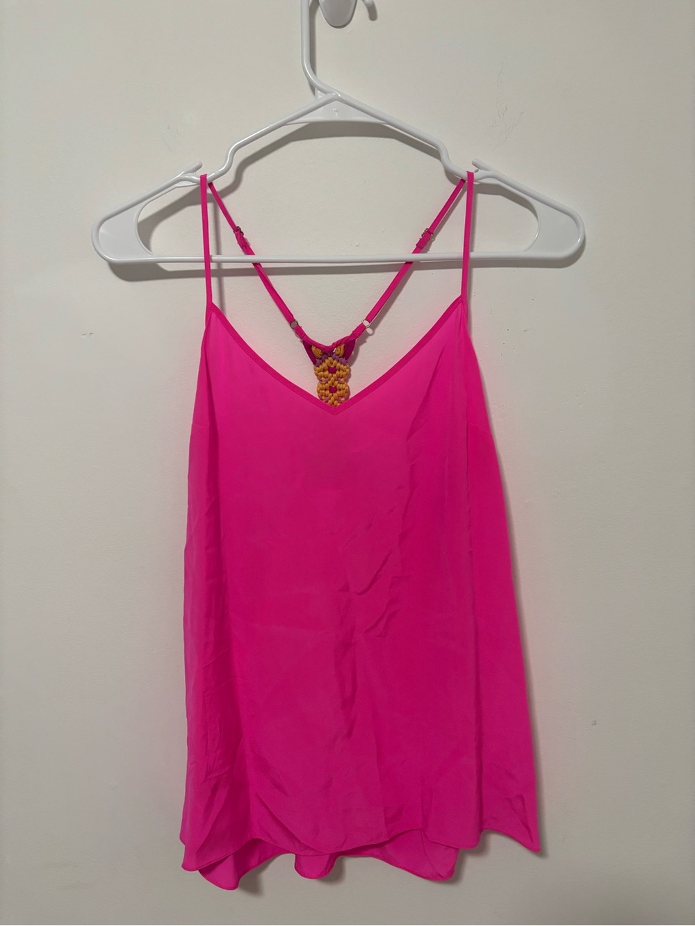 Lilly Pulitzer bright pink 100% silk braided back camisole top